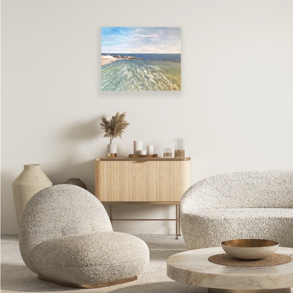 "Rippling Waters of Hartwell Beach"  Hand Painted in Acrylic on a 22 X 27 Canvas - Picture 6 of 6